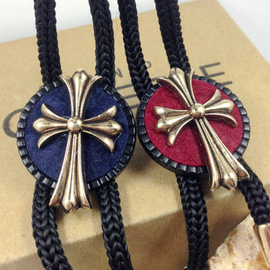 Cross Pattern metal Bolo Tie