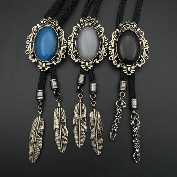 Silver Tone Bolo Tie For Men