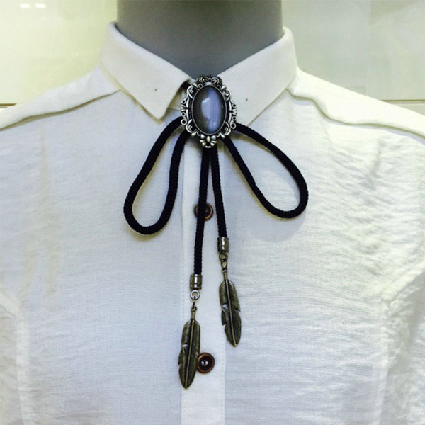 Silver Tone Bolo Tie For Men