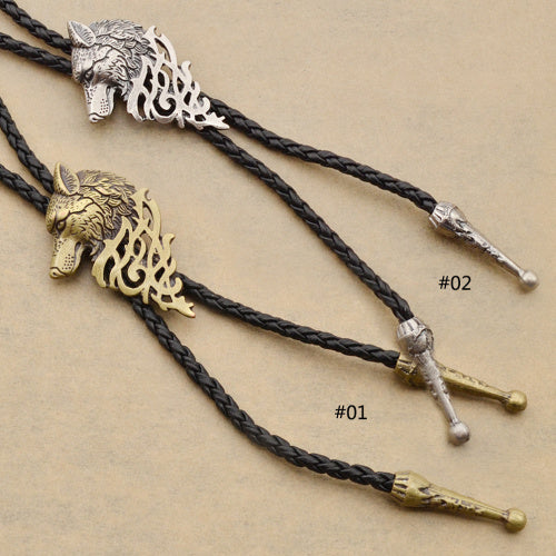 Neck Vintage Knitted Wolf Bolo Tie