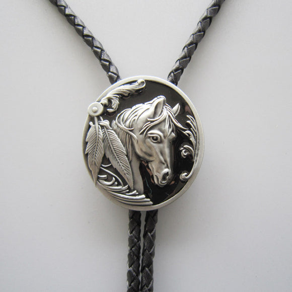 Black Western Horse Head Bolo Tie