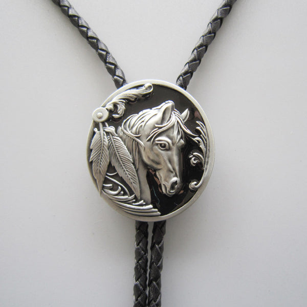 Black Western Horse Head Bolo Tie