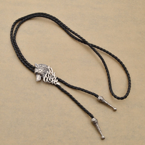 Neck Vintage Knitted Wolf Bolo Tie